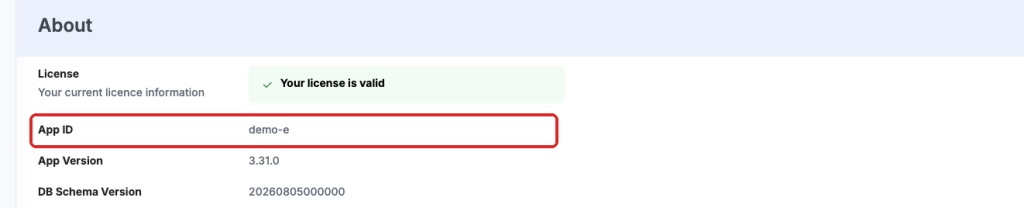 Resetting the application ID on the target system