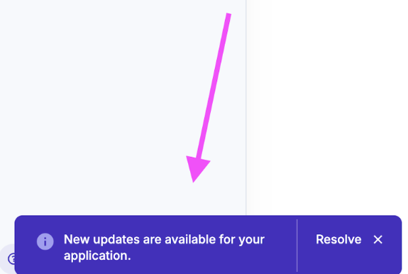 The update notification shown in the eramba interface