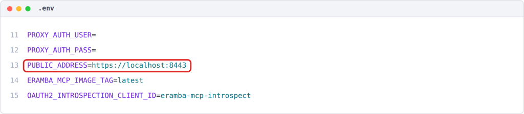 Step 5 — Configure Domain/Address: the PUBLIC_ADDRESS entry in the .env file
