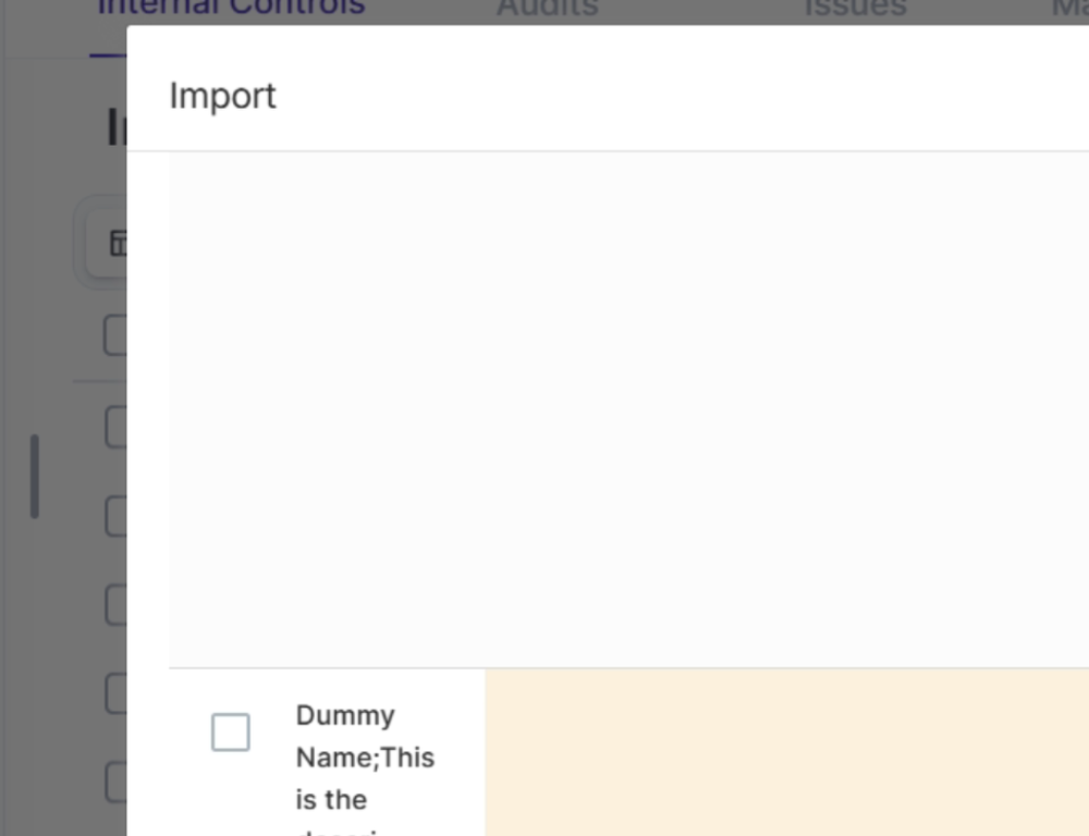 Troubleshooting: a CSV template whose fields all land in a single spreadsheet column
